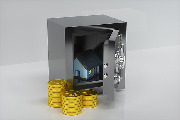 JPG 해외이미지 일러스트 부동산 주택 사람없음 금융 경제 3D 동전 재산 디지털합성 금고 금화 동전탑 해외일러스트 돈 건물 쌓기 황금 파일형식 이미지허브