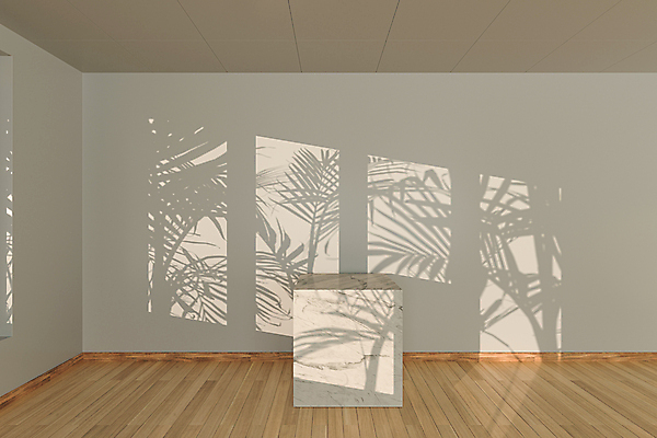 포토 JPG 해외이미지 잎 그림자 사람없음 내부 빛 인테리어 3D 공간 베이지색 입체도형 해외포토 도형 식물 디자인 컬러 입체 디지털합성 파일형식 이미지허브