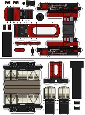 EPS 해외이미지 종이 일러스트 사람없음 빨간색 설계도 부속품 화물기차 해외일러스트 컬러 건설업 기차 오브젝트 파일형식 벡터 이미지허브