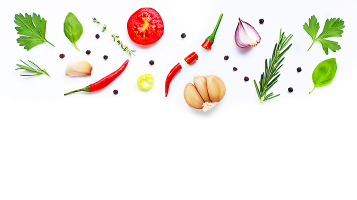 포토 JPG 해외이미지 백그라운드 채소 식재료 방울토마토 고추 단면 실내 마늘 사람없음 신선 흰배경 후추 바질 로즈메리 적양파 해외포토 토마토 양파 내부 흰색 허브 향신료 파일형식 이미지허브