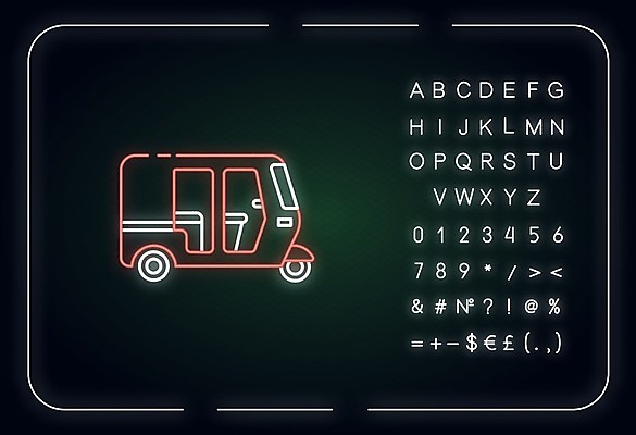 EPS 해외이미지 일러스트 사람없음 네온 인력거 자동 해외일러스트 파일형식 벡터 이미지허브