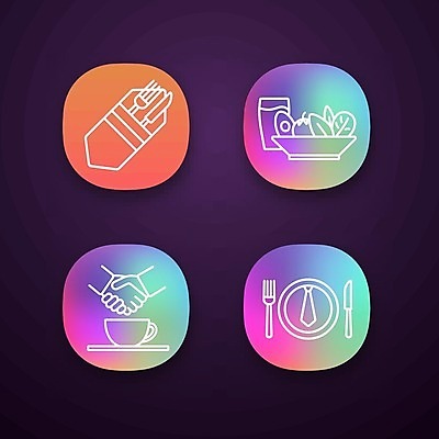 EPS 해외이미지 식기 음식 일러스트 비즈니스 악수 사람없음 레스토랑 카페 샐러드 커피잔 해외일러스트 커피 잔 손짓 상점 식당 파일형식 벡터 이미지허브