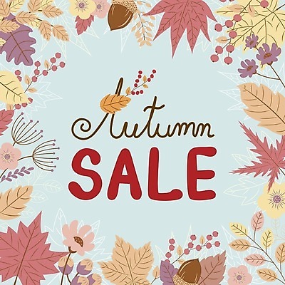 EPS 해외이미지 디자인 열매 꽃 하늘색 단풍 낙엽 잎 일러스트 프레임 타이포그라피 사람없음 쇼핑 세일 가을 즐거움 도토리 해외일러스트 식물 문자 계절 감정 파란색 견과류 파일형식 벡터 이미지허브
