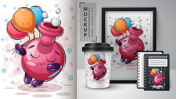 EPS 해외이미지 캐릭터 커피 일러스트 학교 수업 실험 사람없음 책 컵 공책 하트 만화 플라스크 그림 목업 해외일러스트 일러캐릭터 모양 식기 교육 음료 문구용품 실험기구 파일형식 벡터 이미지허브