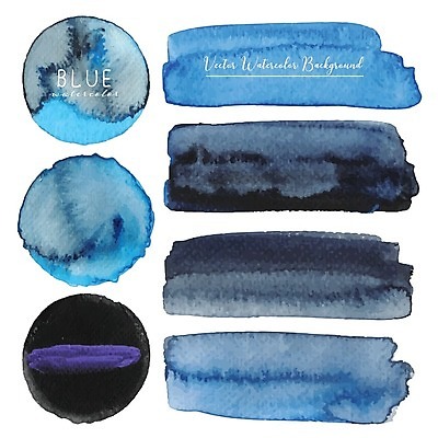 EPS 해외이미지 백그라운드 일러스트 붓터치 수채화 사람없음 파란색 검은색 번짐 해외일러스트 컬러 파일형식 벡터 효과 이미지허브