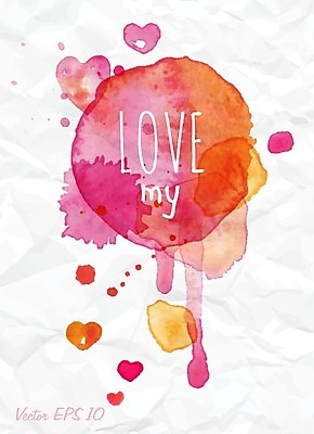 EPS 해외이미지 영어 일러스트 수채화 사랑 사람없음 하트 손그림 해외일러스트 모양 문자 감정 파일형식 벡터 이미지허브