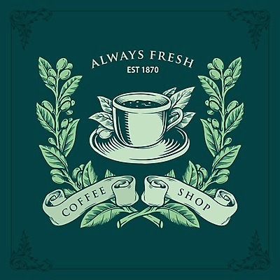 EPS 해외이미지 디자인 커피 일러스트 프레임 사람없음 카페 클래식 커피잔 복고 바로크 스타일 해외일러스트 음료 컨셉 잔 상점 파일형식 벡터 이미지허브
