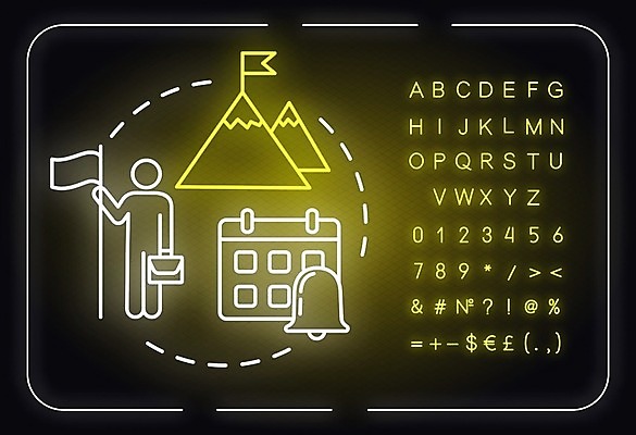 EPS 해외이미지 일러스트 산 사람모양 사람없음 달력 깃발 목표 계획 네온 전략 일정표 해외일러스트 모양 컨셉 파일형식 벡터 이미지허브