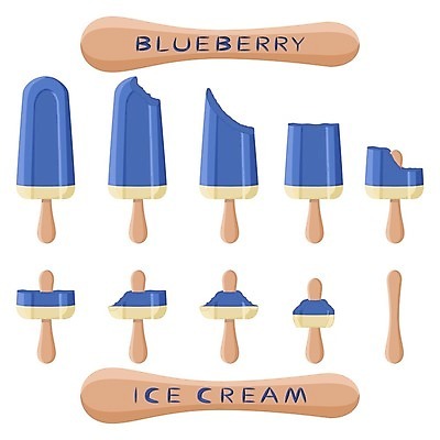 EPS 해외이미지 일러스트 아이스크림 디저트 사람없음 파란색 세트 막대기 해외일러스트 음식 컬러 파일형식 벡터 이미지허브
