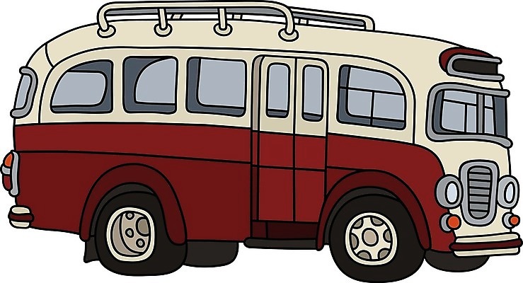 EPS 해외이미지 일러스트 자동차 버스 사람없음 빨간색 흰색 클래식 복고 해외일러스트 육상교통 컬러 컨셉 대중교통 파일형식 벡터 이미지허브