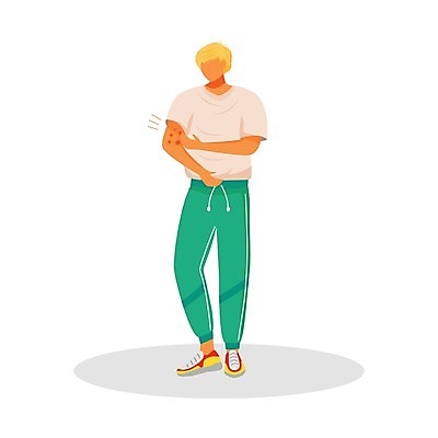 EPS 해외이미지 전신 남자 일러스트 한명 서기 성인 고통 질병 피부질환 습진 피부트러블 얼굴없음 성인남자만 성인남자한명만 긁기 해외일러스트 1 감정 의학 모션 사람 남자만 남자한명만 성인만 파일형식 벡터 이미지허브