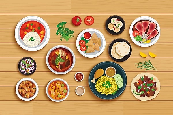 EPS 해외이미지 전통 접시 음식 백그라운드 다이어트 토마토 채소 일러스트 밥 육류 라벨 식당 식사 저녁식사 치킨 튀김 축하 인사 신선 체리 상품 이슬람교 인도인 굽기 먹기 민트 심볼 속도 인도네시아 동쪽 남쪽 내추럴 케밥 라마단 아랍어 페스츄리 핸드메이드 해외일러스트 외국인 식기 아시아 종교 빵 컨셉 과일 식재료 모션 프레임 건강 동양인 상점 예절 구이 방향 허브 닭고기요리 파일형식 벡터 이미지허브