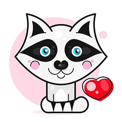 EPS 해외이미지 동물캐릭터 일러스트 사람없음 하트 라쿤 해외일러스트 일러캐릭터 모양 동물 캐릭터 너구리 파일형식 벡터 이미지허브