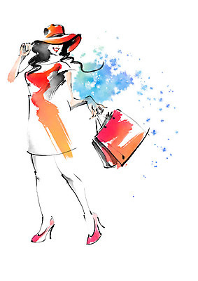 전신 PSD 여자 일러스트 캘리그라피 붓터치 한명 성인 쇼핑 쇼핑백 번짐 성인여자한명만 국내일러스트 1 가방 사람 여자한명만 성인여자만 파일형식 효과