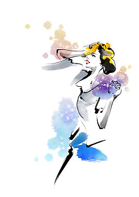 PSD 여자 일러스트 캘리그라피 붓터치 한명 상반신 성인 쇼핑 우아함 번짐 성인여자한명만 국내일러스트 1 컨셉 사람 여자한명만 성인여자만 파일형식 효과