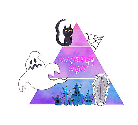 PSD 캐릭터 일러스트 사람없음 고양이 할로윈 성 삼각형 유령 거미줄 관 유령의집 국내일러스트 일러캐릭터 도형 건축물 포유류 반려동물 파일형식