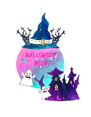 PSD 캐릭터 일러스트 사람없음 할로윈 보름달 유령 마법사모자 유령의집 나무귀신 국내일러스트 일러캐릭터 모자_잡화 달 파일형식