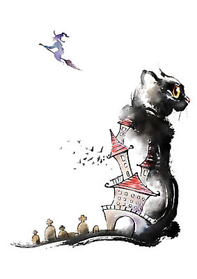 PSD 캐릭터 한마리 실루엣 십자가 일러스트 캘리그라피 붓터치 사람없음 고양이 할로윈 공동묘지 성 비석 마녀 번짐 국내일러스트 일러캐릭터 1 건축물 포유류 촬영기법 반려동물 무덤 파일형식 효과