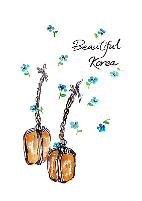 PSD 한국전통 꽃잎 일러스트 캘리그라피 붓터치 사람없음 볏짚 번짐 메주 국내일러스트 전통 꽃 한국 짚 파일형식 효과