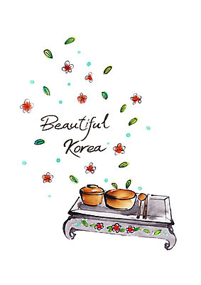 PSD 한국전통 꽃잎 일러스트 캘리그라피 젓가락 붓터치 사람없음 숟가락 풀잎 국그릇 번짐 밥그릇 교자상 국내일러스트 전통 그릇 꽃 잎 탁자 한국 수저 풀_식물 파일형식 효과