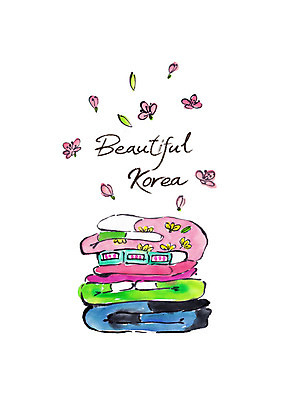 PSD 한국전통 꽃잎 일러스트 캘리그라피 베개 붓터치 사람없음 이불 풀잎 번짐 국내일러스트 전통 꽃 잎 침구 한국 풀_식물 파일형식 효과