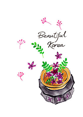 PSD 한국전통 그릇 꽃 일러스트 캘리그라피 붓터치 나뭇잎 사람없음 번짐 다과상 국내일러스트 식물 전통 식기 잎 한국 다과 파일형식 효과