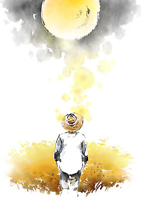 PSD 응시 남자 일러스트 캘리그라피 붓터치 한명 사람 상반신 성인 보름달 농촌 농부 주머니손 번짐 논밭 성인남자한명만 국내일러스트 직업 1 시선 밭 모션 논 달 시골 남자한명만 성인남자만 파일형식 효과