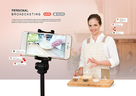 PSD 서양인 외국인 편집이미지 여자 식재료 요리 한명 사람 상반신 20대 성인 스마트폰 주방 촬영 앞치마 방송 동영상 거치대 나무도마 채팅 성인여자한명만 인터넷방송 크리에이터 이미지편집 직업 1 도마 인종 청년 목재 핸드폰 스마트기기 여자한명만 성인여자만 파일형식 1인미디어