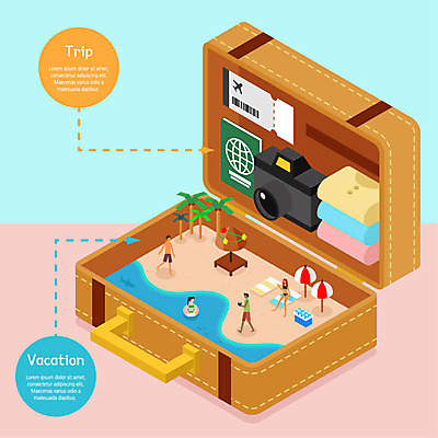 전신 옷 여자 남자 수영복 바다 여행 일러스트 휴가 사람 여러명 상반신 성인 해변 카메라 여행가방 파라솔 항공권 여권 아이소메트릭 국내일러스트 AI파일 다수 가방 전자제품 티켓 파일형식 벡터