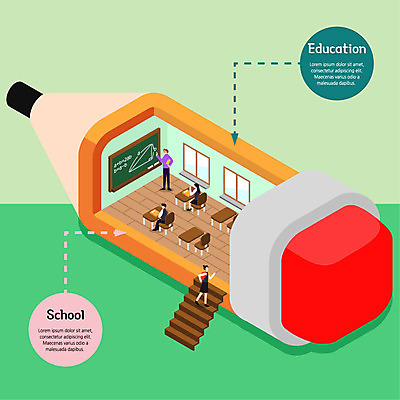 전신 학생 여자 교육 남자 교복 일러스트 교실 학교 청소년 서기 사람 앉기 여러명 성인 연필 계단 교사 칠판 책상 아이소메트릭 국내일러스트 AI파일 직업 옷 가구 다수 모션 학용품 필기구 파일형식 벡터