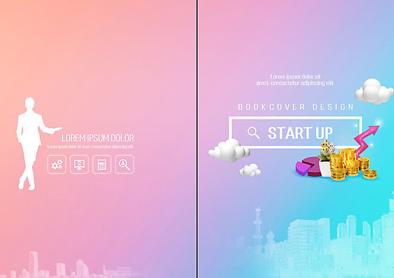 PSD 템플릿 표지디자인 북디자인 출판디자인 실루엣 화살표 리플렛 분홍색 북커버 비즈니스 그래프 손짓 빌딩 팜플렛 사람없음 파란색 도시 상승 창업 그라데이션 동전탑 이미지템플릿 컬러 컨셉 모션 촬영기법 건물 쌓기 동전 자영업 파일형식