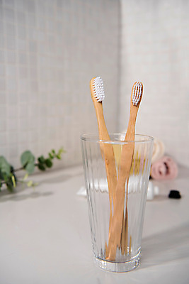 포토 JPG 스튜디오촬영 나뭇잎 잔 실내 사람없음 수건 두개 칫솔 오브젝트 치약 타일벽 국내포토 식기 벽 잎 2 내부 위생용품 파일형식