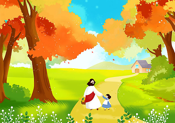 전신 PSD 여자 기독교 일러스트 단풍나무 미소 들기 사람 초원 성인 두명 교회 바구니 걷기 손잡기 가을 예수 숲길 추수감사절 국내일러스트 나무 계절 종교 길 단풍 종교건축 모션 표정 건물 신_종교 파일형식