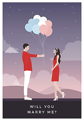 전신 부부 커플 응시 여자 남자 행복 결혼 프로포즈 일러스트 미소 사람 성인 두명 마주보기 야간 주기 청첩장 풍선 신랑신부 성인만 국내일러스트 AI파일 자연요소 시선 감정 신부_웨딩 신랑 관계 모션 카드_감사 표정 이벤트 파일형식 벡터