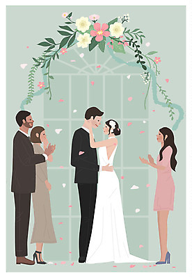 전신 여자 남자 꽃 행복 웨딩드레스 결혼 일러스트 결혼식 사람 여러명 성인 친구 마주보기 박수 창가 청첩장 신랑신부 하객 성인만 국내일러스트 AI파일 식물 드레스 감정 신부_웨딩 다수 신랑 창문 관계 모션 카드_감사 손짓 이벤트 고객 파일형식 벡터