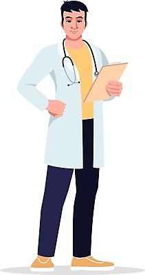 EPS 해외이미지 전신 남자 허리손 일러스트 청진기 한명 서기 들기 성인 의사 서류판 성인남자한명만 해외일러스트 1 포즈 의료기기 모션 사람 사무용품 의료진 남자한명만 성인남자만 파일형식 벡터 이미지허브