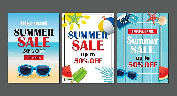 EPS 해외이미지 영어 포스터 바다 하늘색 일러스트 아이스크림 불가사리 수박 사람없음 세트 선글라스 세일 카메라 비치볼 해외일러스트 문자 안경 과일 공 디저트 극피동물 바캉스용품 파란색 전자제품 파일형식 벡터 이미지허브