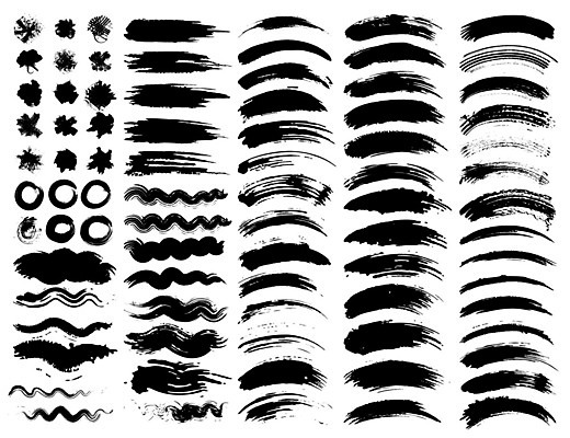 EPS 해외이미지 모양 백그라운드 일러스트 사람없음 세트 검은색 붓칠 해외일러스트 컬러 파일형식 벡터 이미지허브