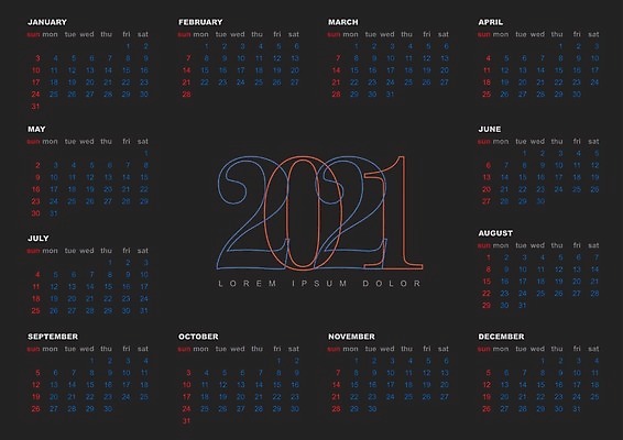 EPS 해외이미지 템플릿 디자인 계절 포스터 백그라운드 일러스트 새로움 그래픽 빨간색 빛 사무실 다이어리 어둠 달력 흰색 원형 일주일 날짜 12월 4월 6월 9월 11월 5월 연도 레이아웃 주말 덮기 일요일 1월 8월 10월 7월 2월 월 금요일 해외일러스트 도형 컬러 컨셉 비즈니스 모션 사무용품 요일 파일형식 벡터 이미지허브