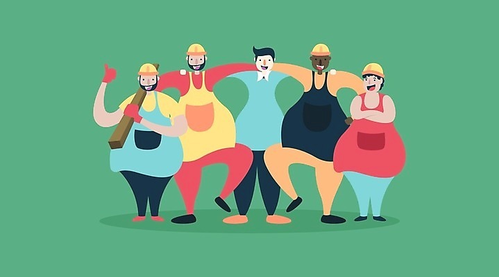 EPS 해외이미지 전신 남자 일러스트 어깨동무 노동자 작업복 웃음 들기 여러명 성인 목재 팔짱 안전모 따봉 근로자의날 다리들기 성인남자만 해외일러스트 나무 직업 옷 기념일 포즈 다수 재료 모션 표정 사람 최고 헬멧 안전장비 남자만 성인만 파일형식 벡터 이미지허브