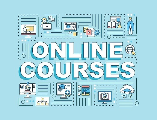 EPS 해외이미지 디자인 배너 영어 점선 선 하늘색 라인일러스트 일러스트 학사모 졸업 사람모양 졸업생 타이포그라피 사람없음 책 단어 노트북 모니터 자료 온라인강의 해외일러스트 모양 문자 모자_잡화 교육 파란색 전자제품 컴퓨터 강의 파일형식 벡터 언택트 이미지허브