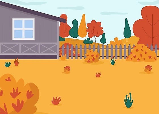 EPS 해외이미지 구름 백그라운드 낙엽 일러스트 단풍나무 풍경 사람없음 건물 울타리 농장 주황색 가을 풀 무더기 해외일러스트 자연요소 나무 식물 건축물 계절 컬러 단풍 잎 농업 담장 파일형식 벡터 이미지허브