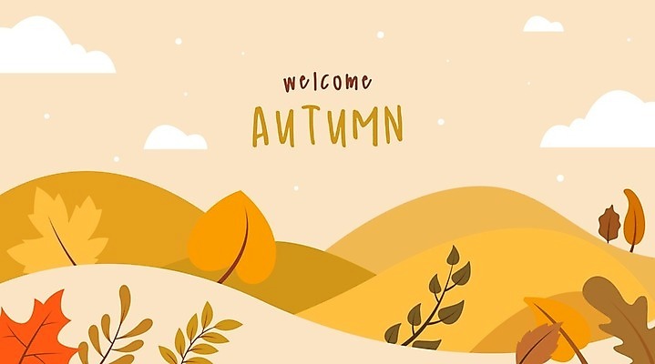 EPS 해외이미지 구름 손글씨 단풍 일러스트 하늘 사람없음 노란색 가을 언덕 가을배경 해외일러스트 자연요소 계절 컬러 백그라운드 잎 파일형식 벡터 가을_계절 이미지허브