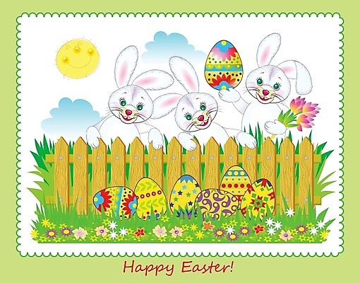 EPS 해외이미지 구름 꽃 일러스트 세마리 사람없음 태양 토끼 화려 부활절계란 나무울타리 해외일러스트 자연요소 식물 컨셉 포유류 부활절 3 울타리 반려동물 계란 파일형식 벡터 이미지허브