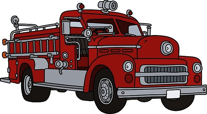 EPS 해외이미지 일러스트 사다리 자동차 사람없음 빈티지 클래식 복고 소방차 클래식카 해외일러스트 육상교통 컨셉 승용차 도구 파일형식 벡터 이미지허브