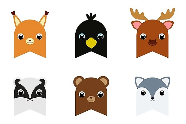 EPS 해외이미지 클립아트 동물 캐릭터 디자인 배너 얼굴 어린이 일러스트 곰 미술 이벤트 장식 세트 파티 머리 축제 놀이방 축하 깃발 아기 생일 숲 만화 수집 다람쥐 까마귀 고립 삼림지대 베이비샤워 해외일러스트 일러캐릭터 기념일 컨셉 포유류 조류 문화예술 사람 신체부위 설치류 파일형식 벡터 이미지허브