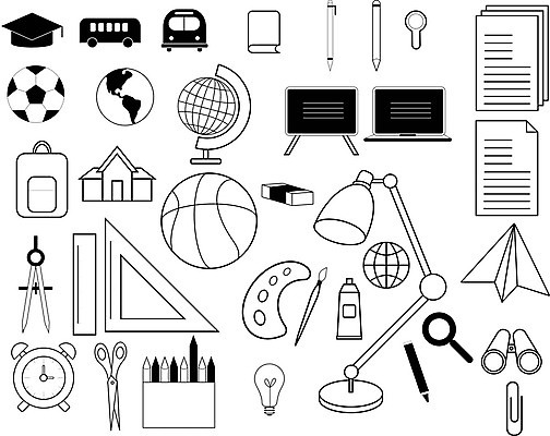 EPS 해외이미지 시계 일러스트 배낭 학교 돋보기 버스 농구 자 책 연필 펜 지구본 축구 칠판 쌍안경 계산기 램프 붓 오브젝트 시험관 지우개 시트 해외일러스트 교육 육상교통 가방 문구용품 학용품 조명 대중교통 실험기구 필기구 구기 망원경 장비 파일형식 벡터 이미지허브