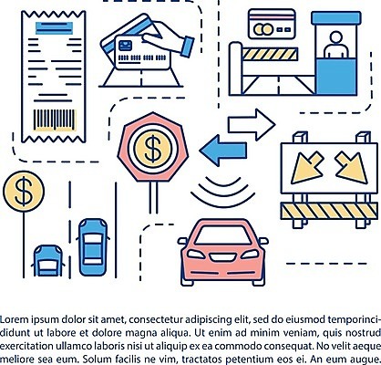 EPS 해외이미지 일러스트 자동차 사람모양 사람없음 파란색 달러 표지판 신용카드 라인아트 손모양 교통안전 영수증 톨게이트 해외일러스트 모양 선 육상교통 컬러 돈 알림판 안전 금융 파일형식 벡터 손_신체부위 이미지허브