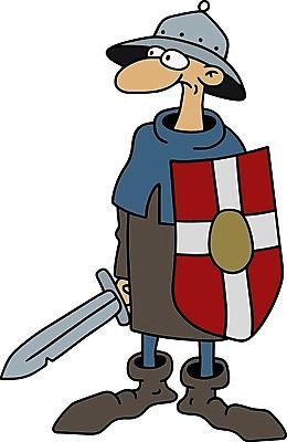 EPS 해외이미지 손 남자 무기 십자가 일러스트 경비 사람 빨간색 파란색 회색 흰색 칼 헬멧 만화 손목시계 방패 팔 병정 전사 고딕 해외일러스트 시계 컬러 장신구 안전 신체부위 보호 보호장비 파일형식 벡터 이미지허브