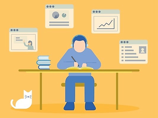 EPS 해외이미지 학생 디자인 교육 남자 컨셉 인터넷 일러스트 비즈니스 교실 탁자 그래프 주택 앉기 책 노트북 스터디 컴퓨터 공책 웹 업무 네트워크 플랫 강의 책상 대학교 온라인 온라인강의 이러닝 해외일러스트 가구 학교 모션 문구용품 사람 건물 전자제품 학습 작업 파일형식 벡터 언택트 이미지허브